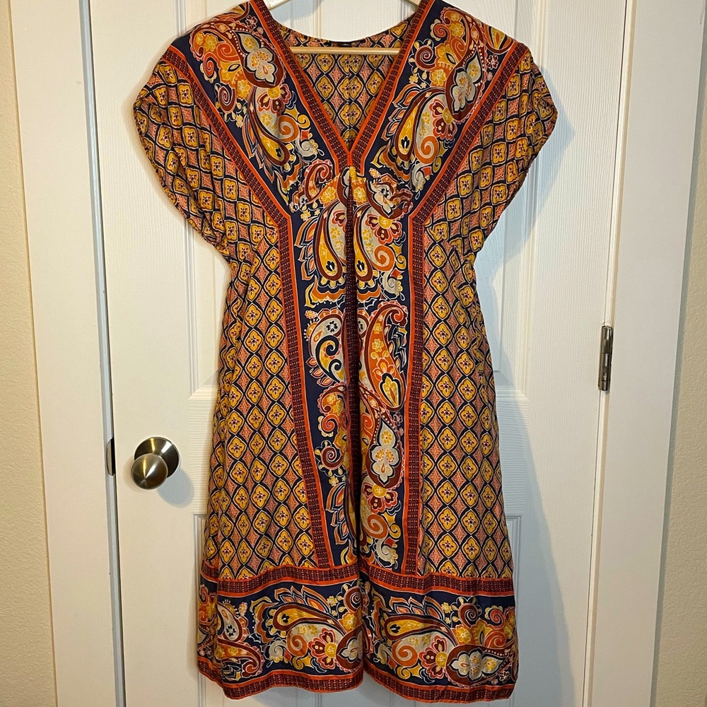 Banana Republic silk boho empire waist dress EUC sz S